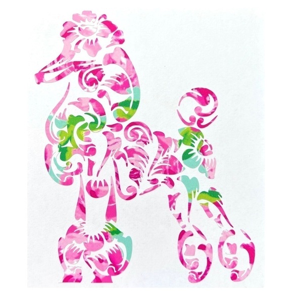 Leighton Lane Designs Other - Lilly Pulitzer Fancy Poodle Decal, Original Design in Pink Roses 6”x5”